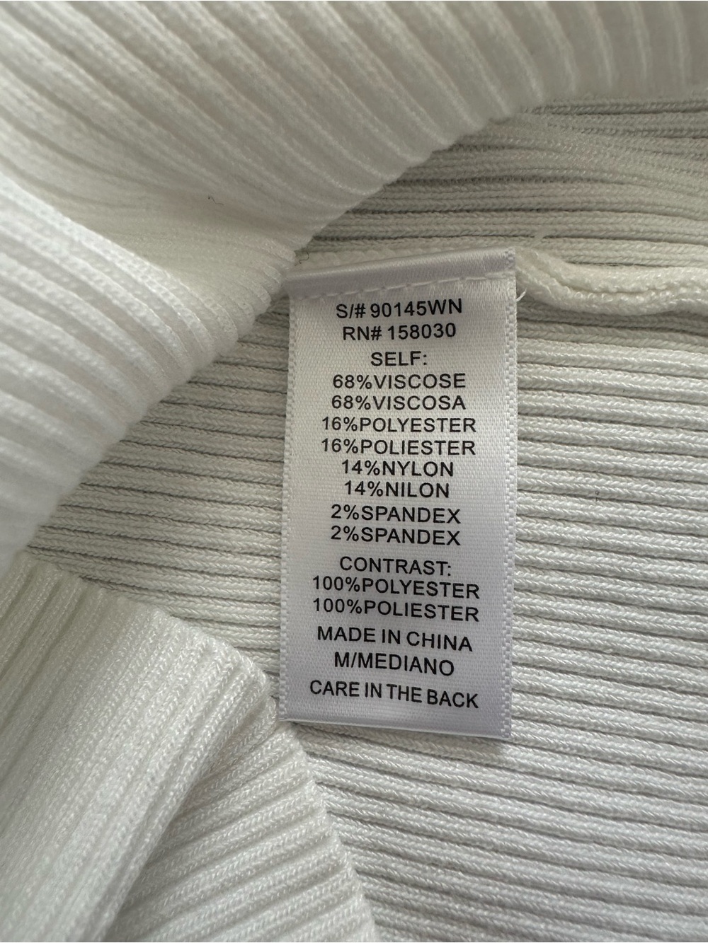 Love Tree Knit Collection ribbed mini sleeveless white dress - size medium - Picture 4 of 4